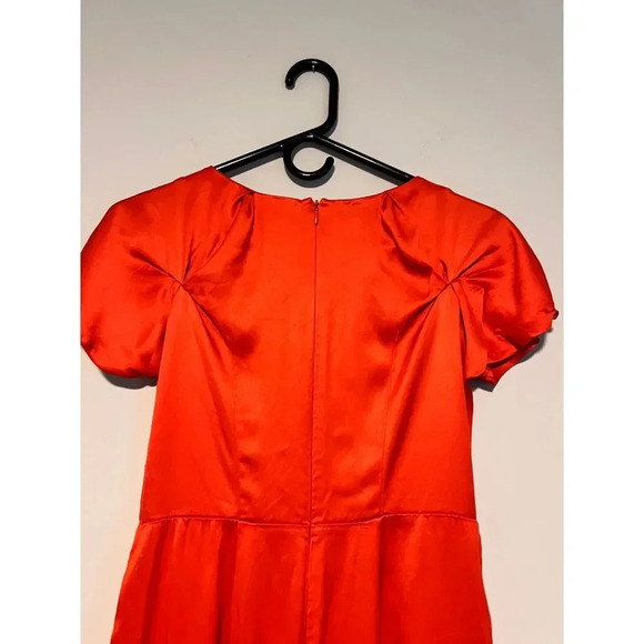 Banana Republic Sheath Dress Size 4 petite stretch orange red Satin - Picture 4 of 5